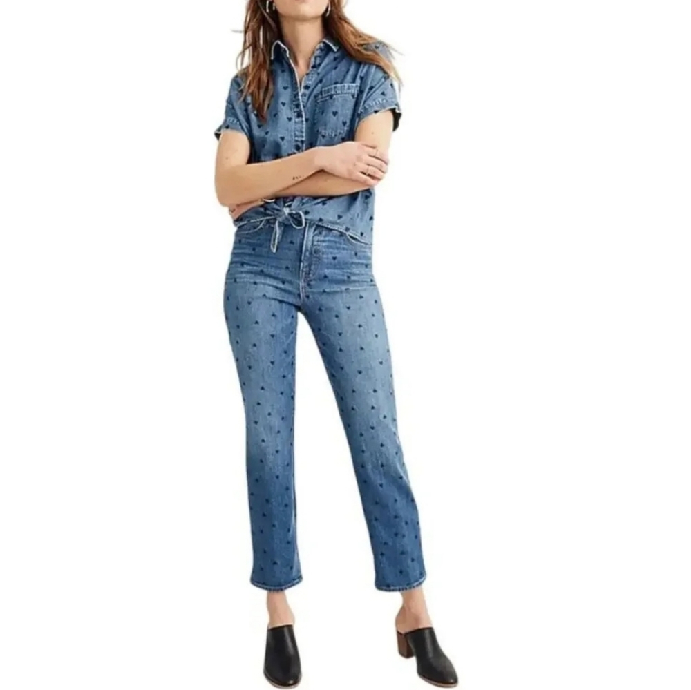 Madewell Classic Straight Jeans Heart Print Edition Size 26